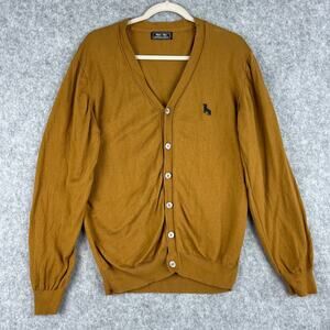 Blade + Blue Cardigan Sweater Mens Medium Brown Cotton Lightweight Casual Preppy